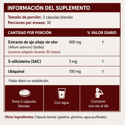 Cápsulas de extracto de ajo envejecido de Wellvare