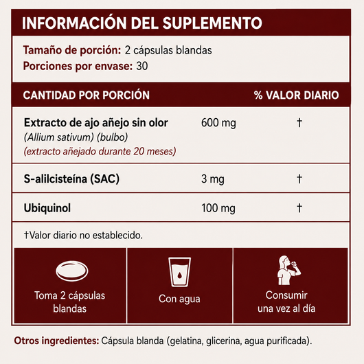 Cápsulas de extracto de ajo envejecido de Wellvare