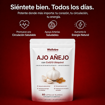 Cápsulas de extracto de ajo envejecido de Wellvare