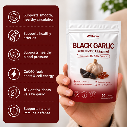 Wellvare® Fermented Black Garlic + CoQ10 Softgels