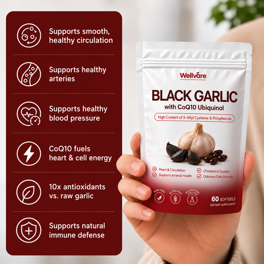 Wellvare Fermented Black Garlic + CoQ10 Softgels
