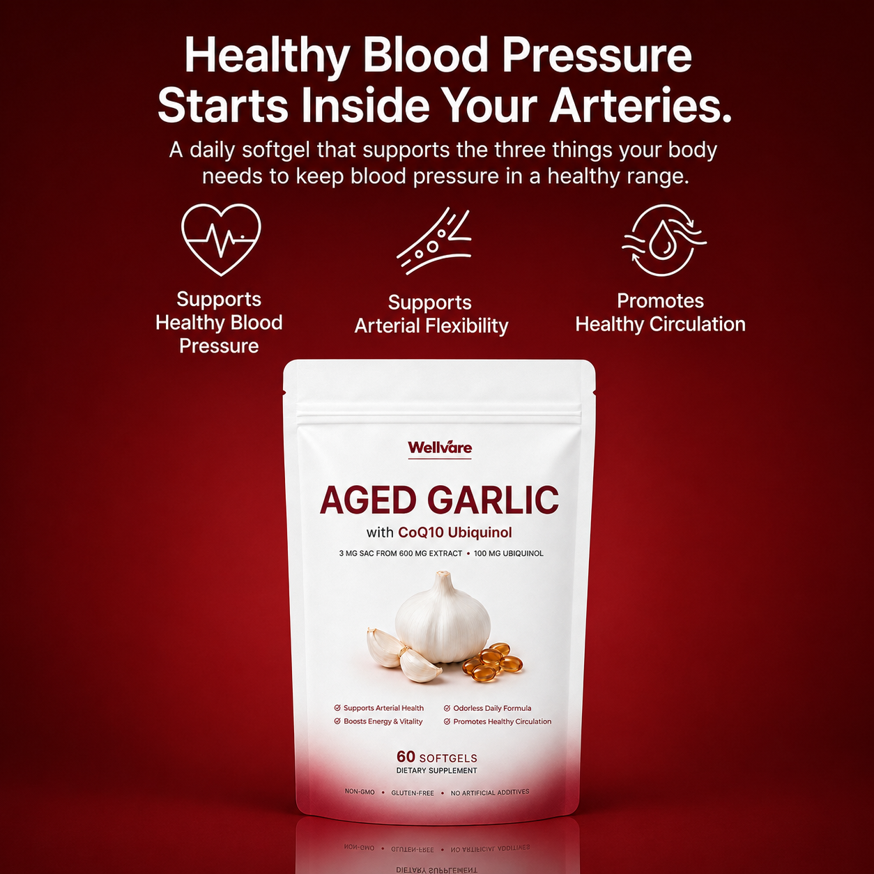 Wellvare Aged Garlic Extract Softgels – Natural Blood Pressure Support