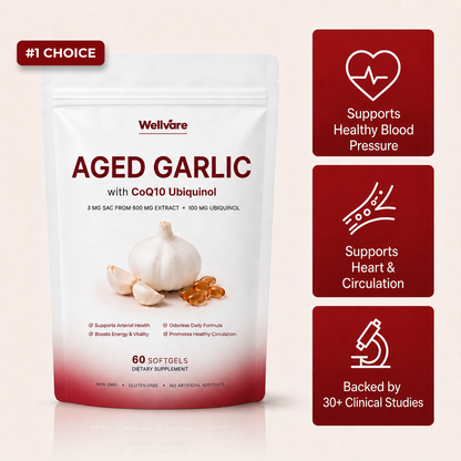 Wellvare Aged Garlic Extract Softgels – Natural Blood Pressure Support