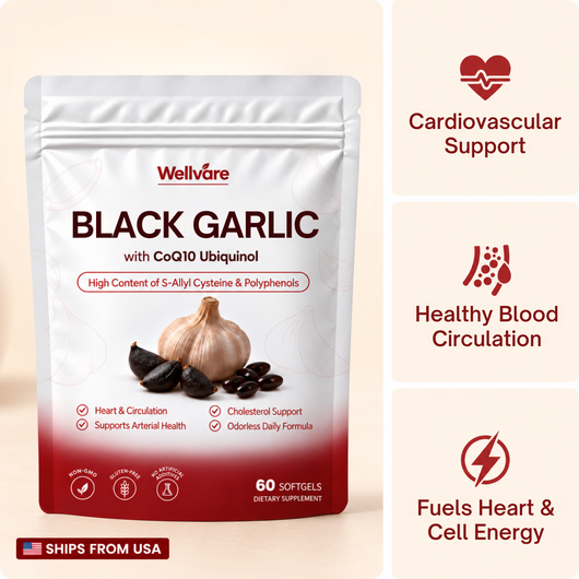 Wellvare Fermented Black Garlic + CoQ10 Softgels